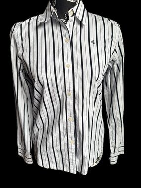 Lauren Ralph Lauren 100% Cotton Striped Button-Down Shirt Petite Small Like New